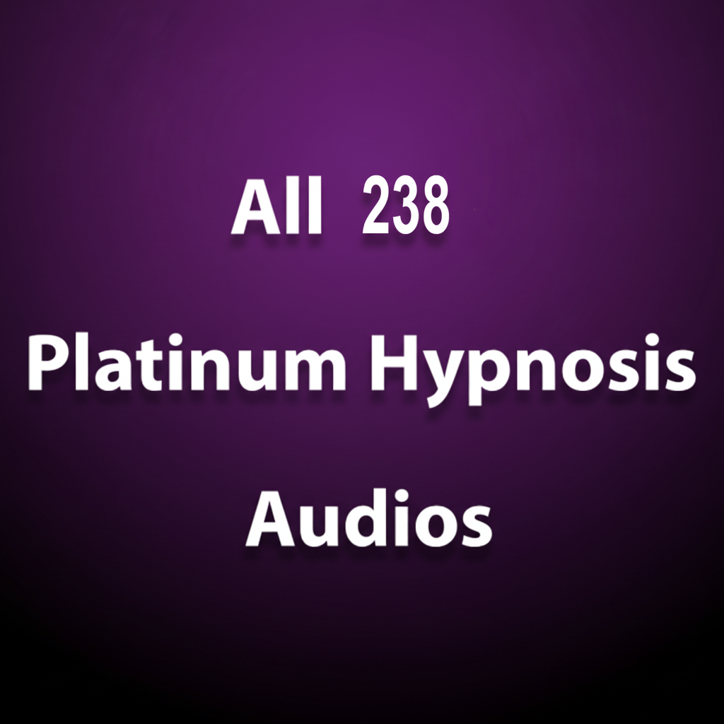 Text 'All 238 Platinum Hypnosis Audios' on a teal background